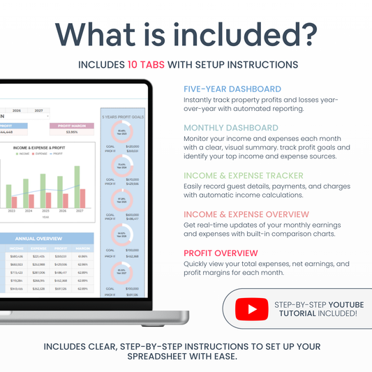 Airbnb Template Income and Expense Spreadsheet - Digital Teo Shop