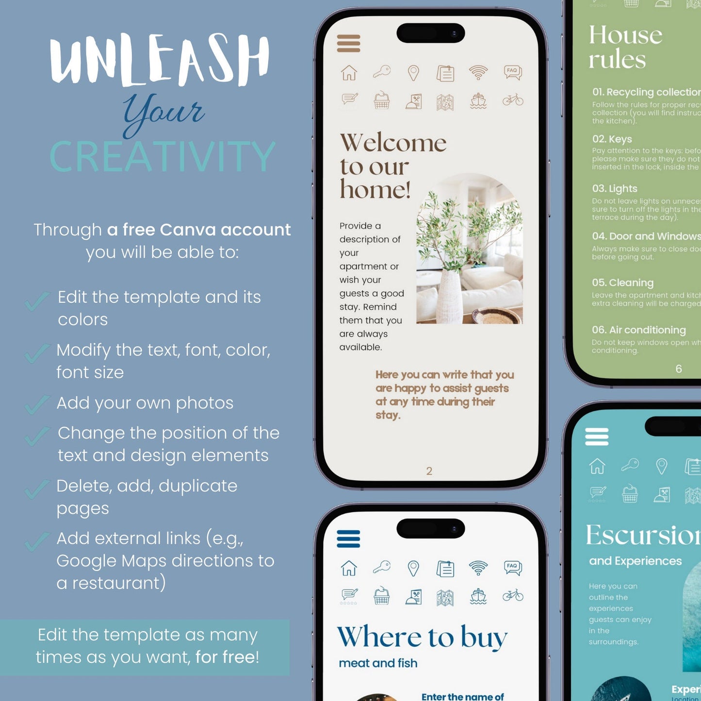 Airbnb Welcome Book Bundle Blue - Digital Teo Shop