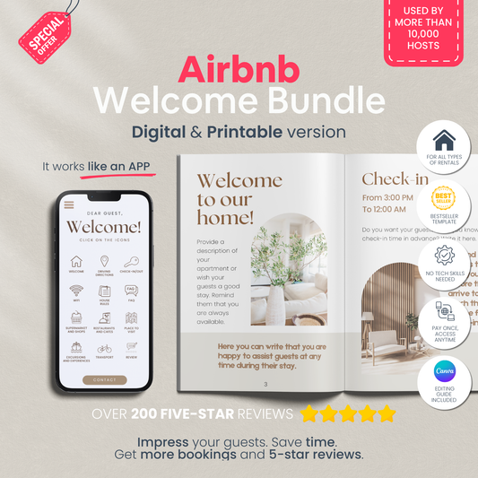 Airbnb Welcome Book Bundle Beige - Digital Teo Shop
