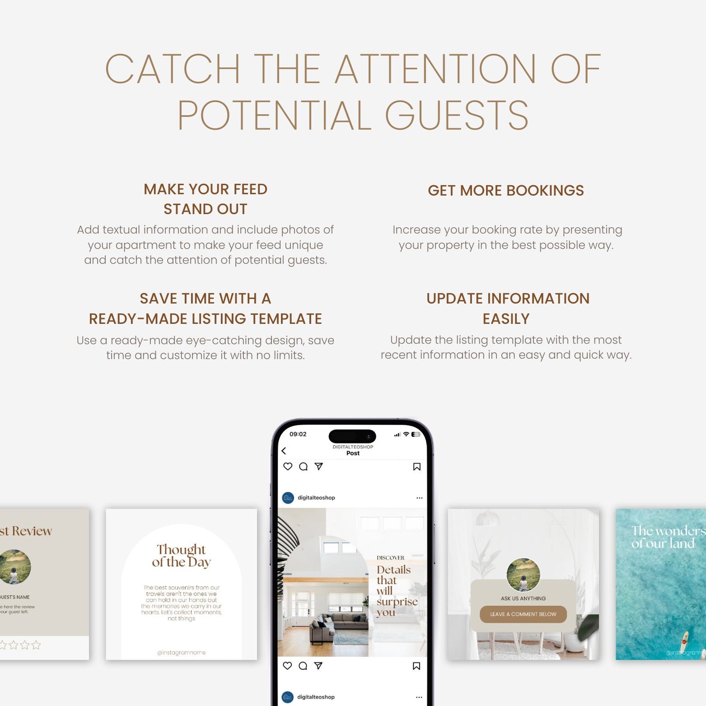 Airbnb Instagram Social Media Template - Digital Teo Shop