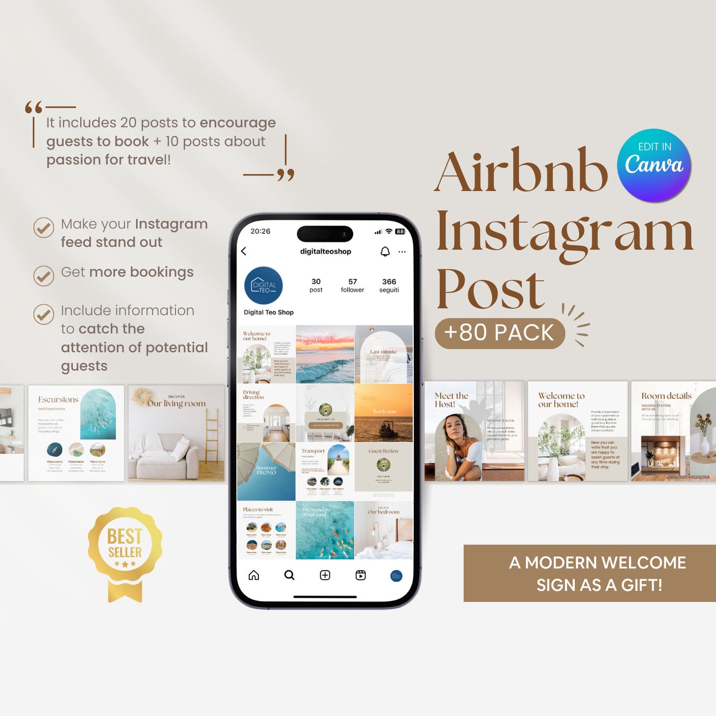 Airbnb Instagram Social Media Template - Digital Teo Shop