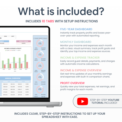 Airbnb Template Income and Expense Spreadsheet - Digital Teo Shop