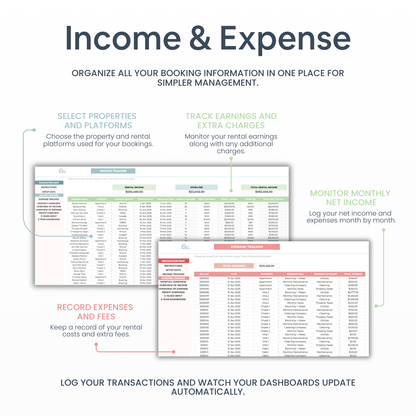 Airbnb Template Income and Expense Spreadsheet - Digital Teo Shop
