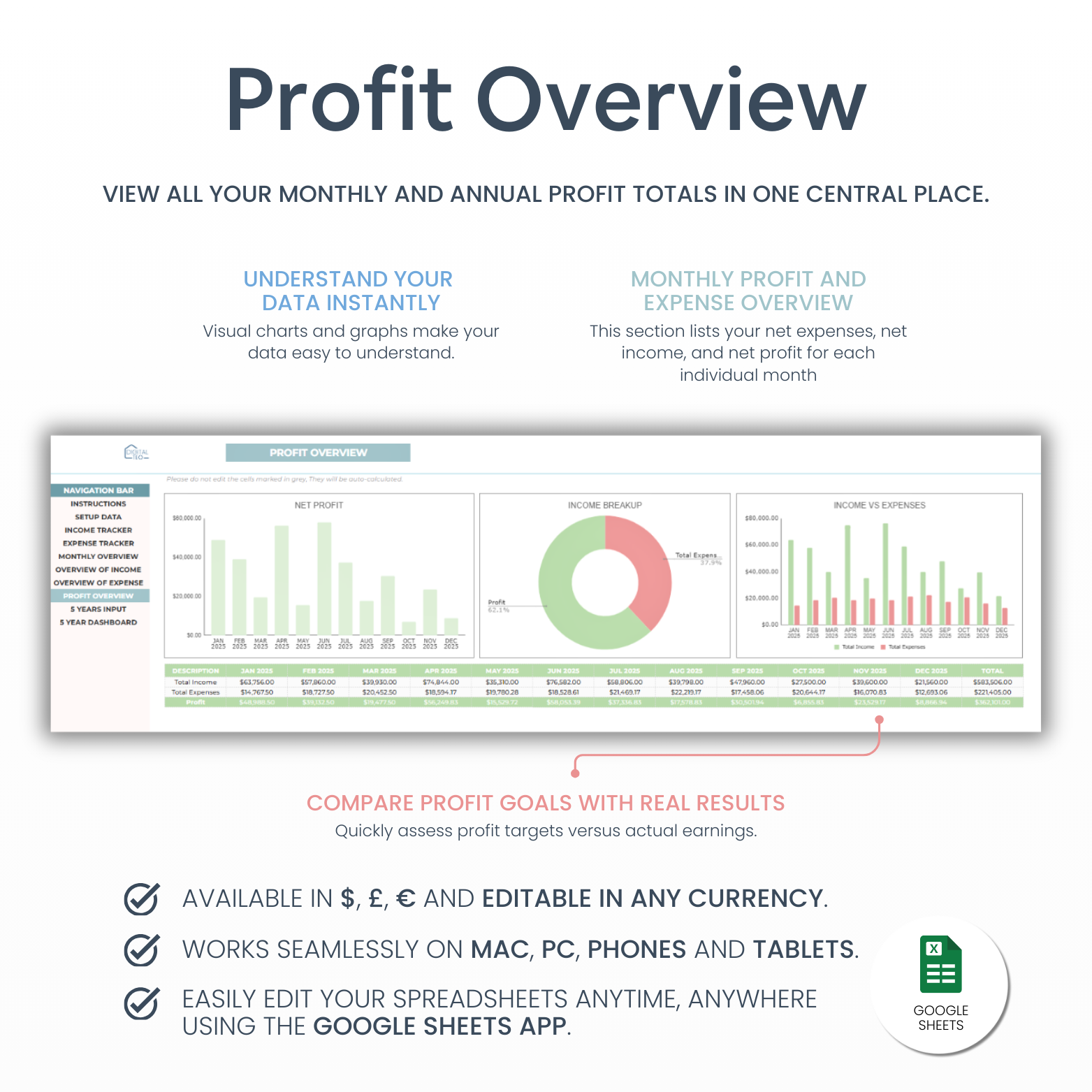 Airbnb Template Income and Expense Spreadsheet - Digital Teo Shop